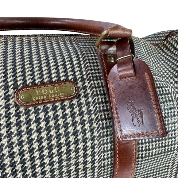 Genuine Vintage POLO RALPH LAUREN Houndstooth Weekender Travel Bag Duffel 90s - Picture 5 of 16